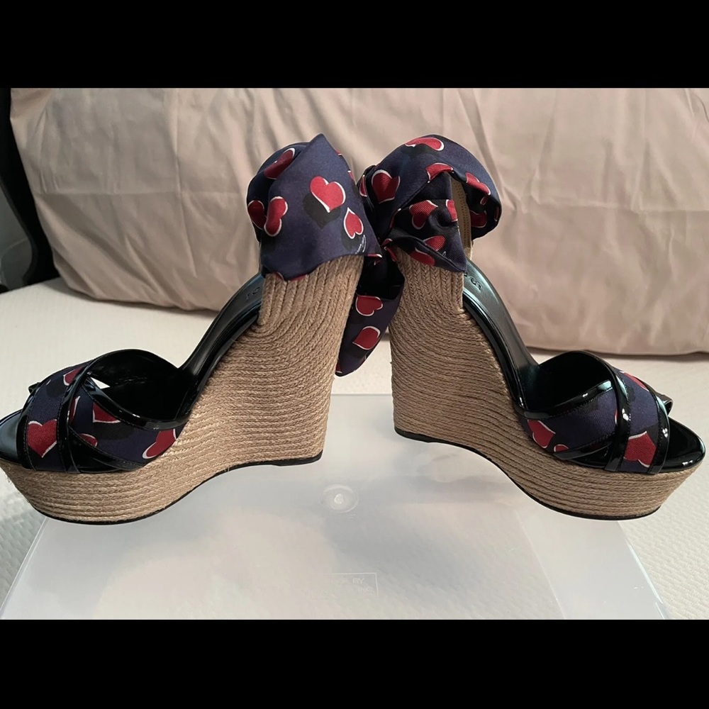 Gucci wedge sandals espadrille heart print size 37 - Picture 6 of 10